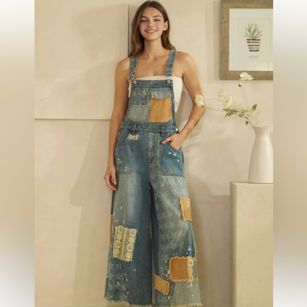 💕 Oli & Hali Patchwork Denim Overalls